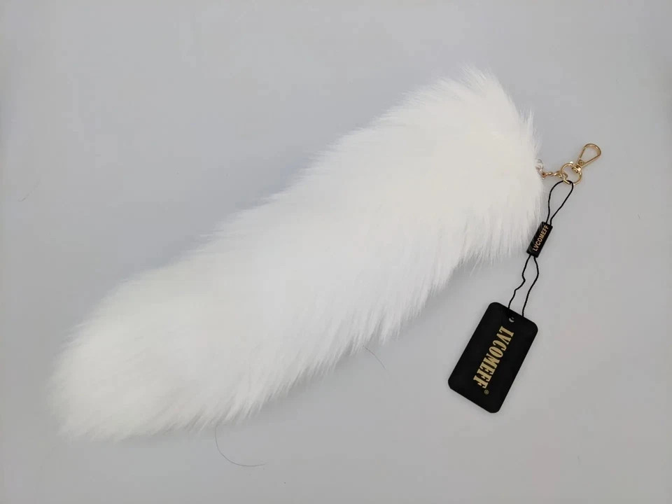 16″-18″ Real Fox Fur Tail Keychain Bag Charm Furry Pendant Costume Cosplay Toys