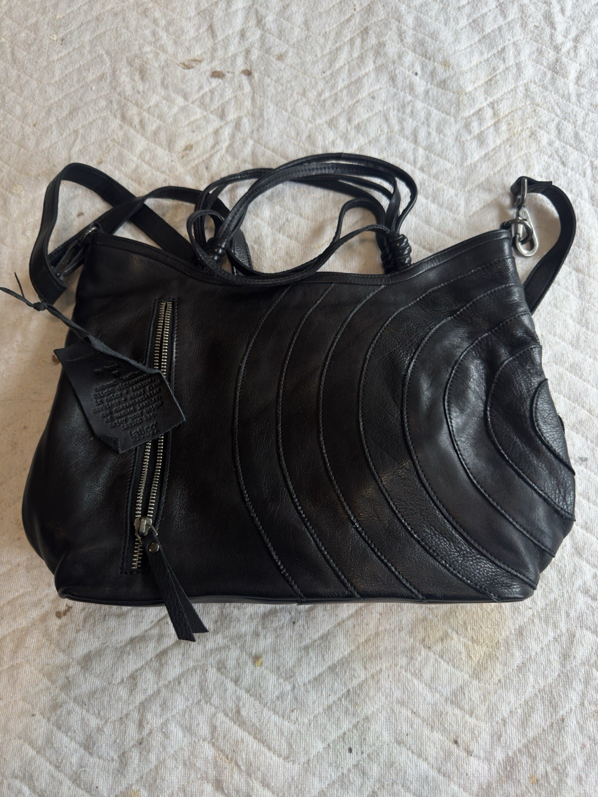 Latico Genuine Leather Black Crossbody Shoulder Bag Multi Pocket Organizer Pu
