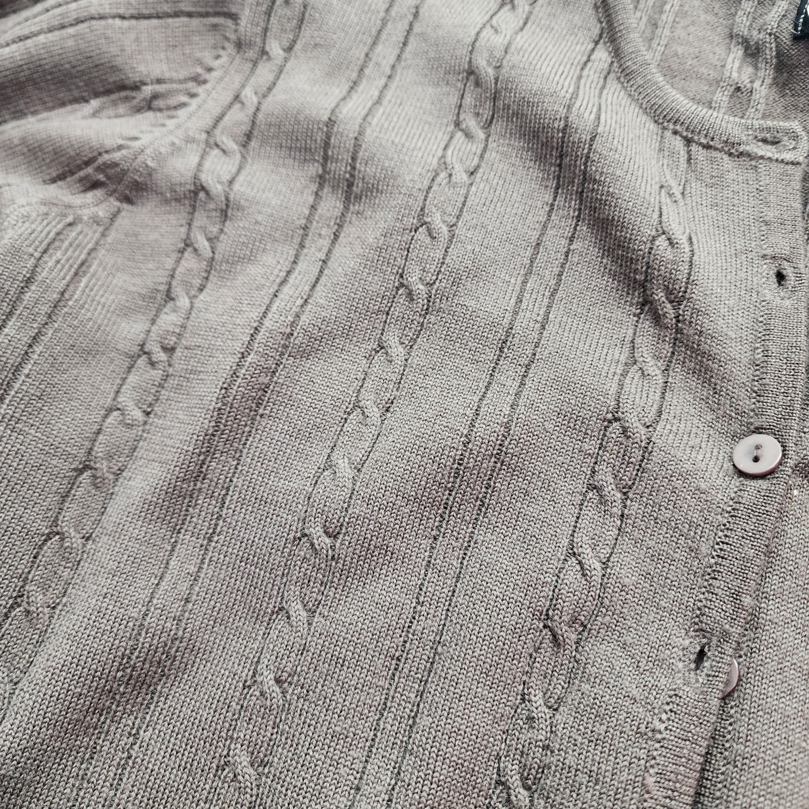 Pierre Cardin Womens Cardigan Medium Brown 100% Merino Wool Button Front Classic