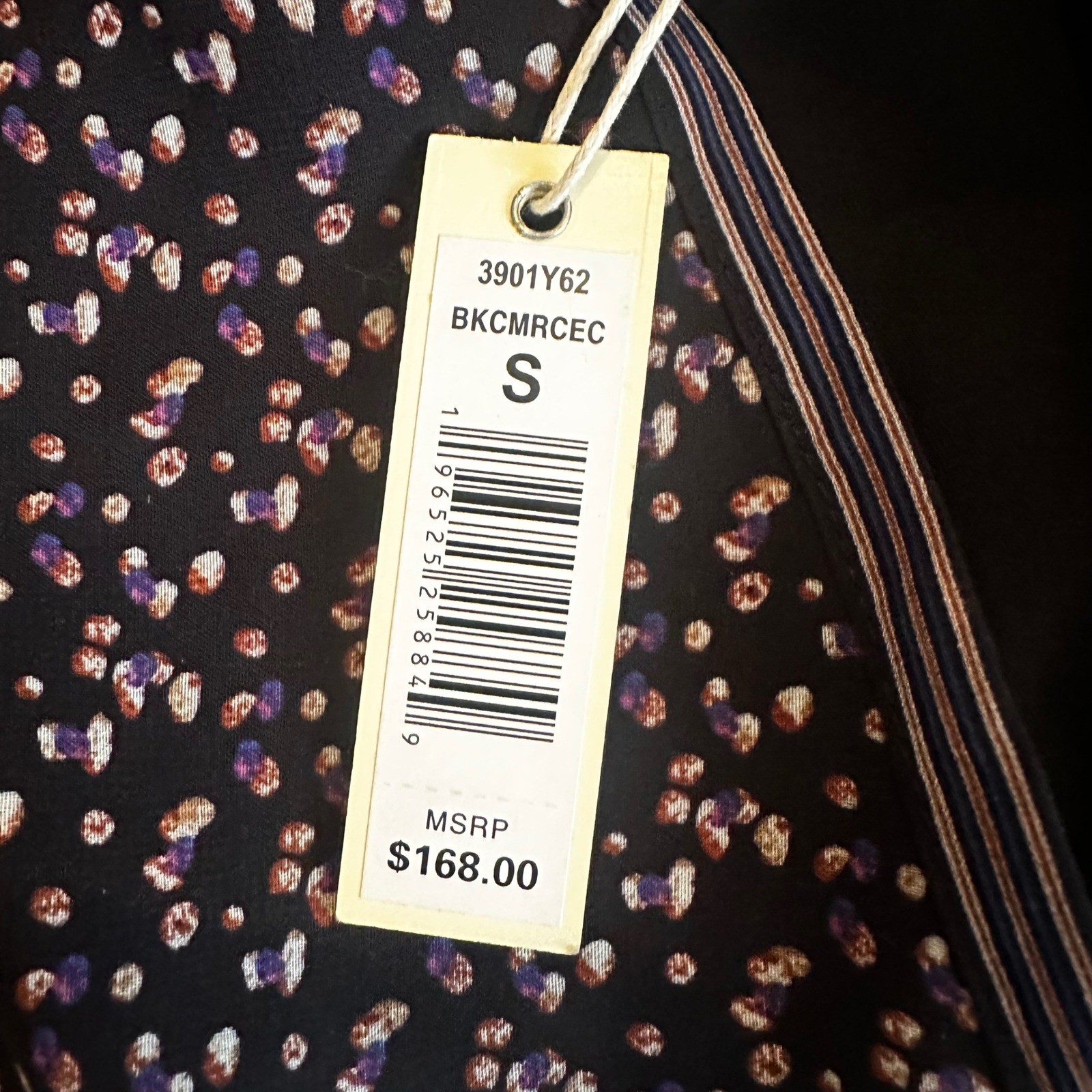 Max Studio London V-Neck Mini Dress Black Purple Dot Print 3901Y62 Size S NEW