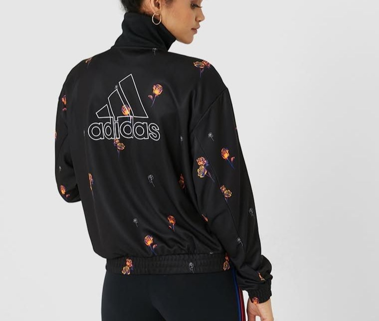 Adidas Women’s Floral Track Full Zip Jacket GE0314 Black Size XL