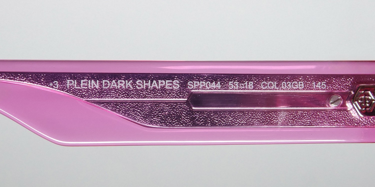 NEW PHILIPP PLEIN SPP044 PLEIN DARK SHAPES SUNGLASSES PINK SQUARE FULL-RIM 03GB