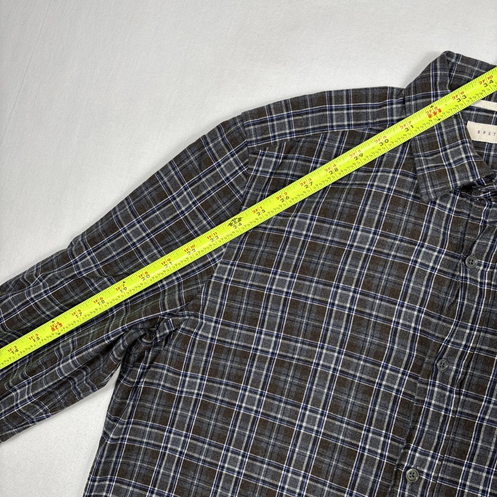 Brett Johnson Button Up Shirt Men’s XL Gray Brushed Twill Preppy Designer Dress