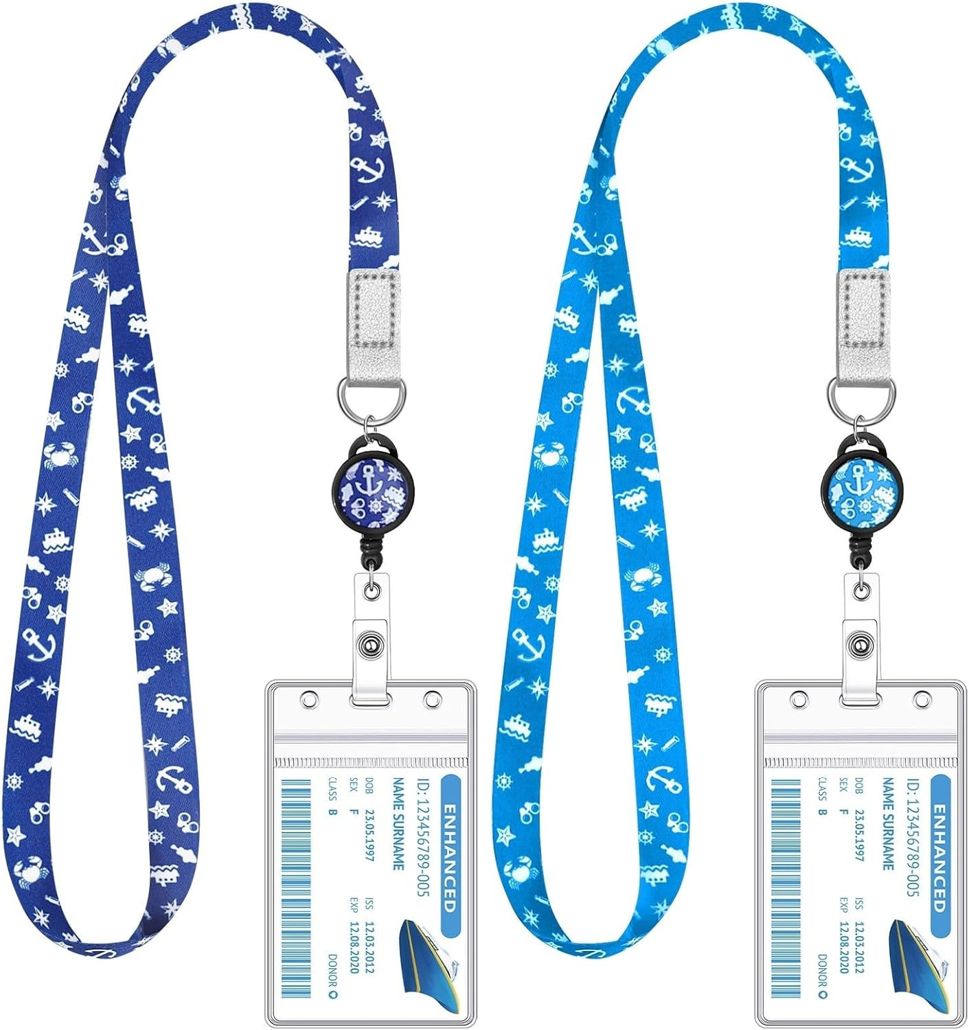 2 Pieces Cruise Lanyard for Ship Cards Lanyards with Retractable Badge Reel Wate