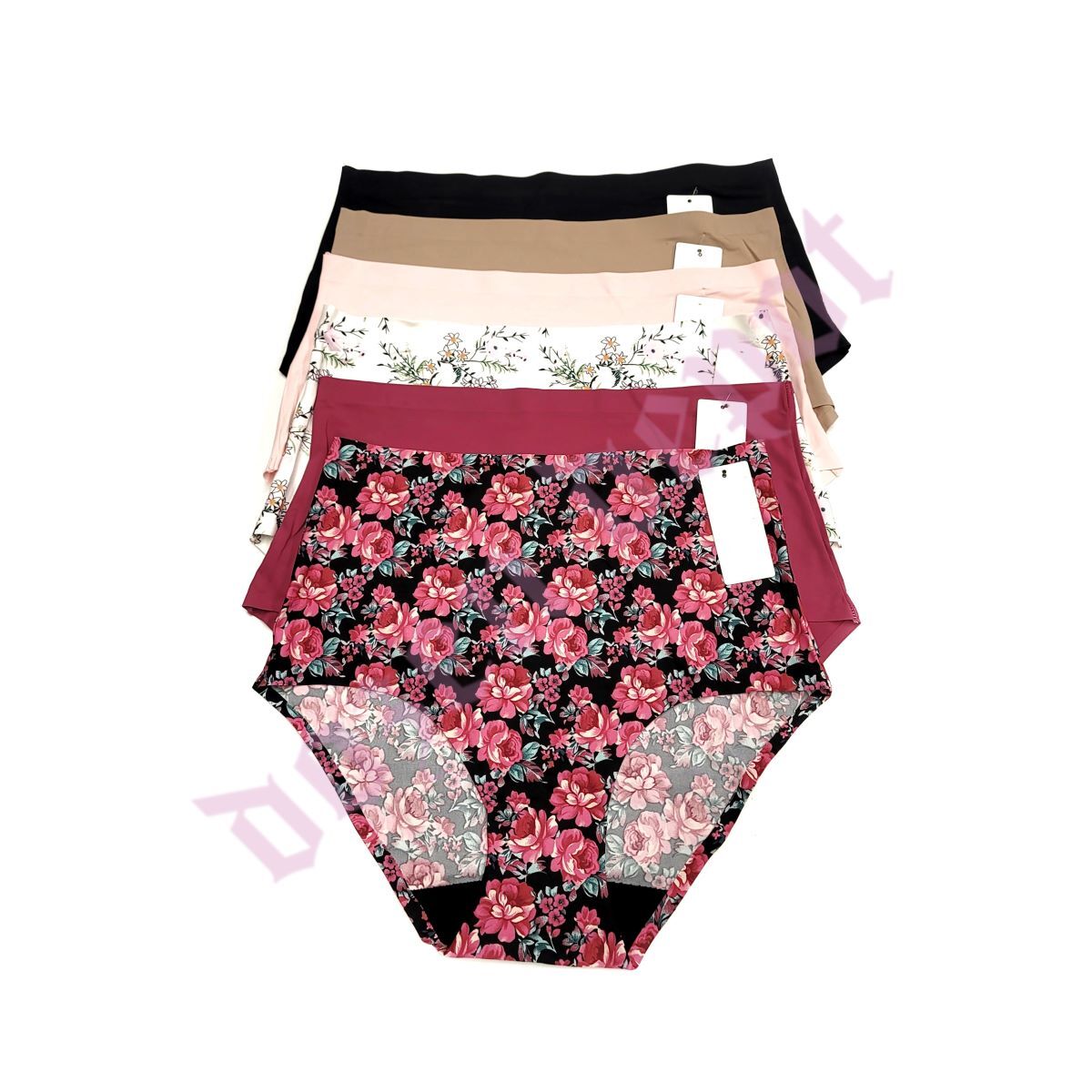 High Waist Flower Soft Polyamide Laser Cut No show Line Seamless Brief Panties