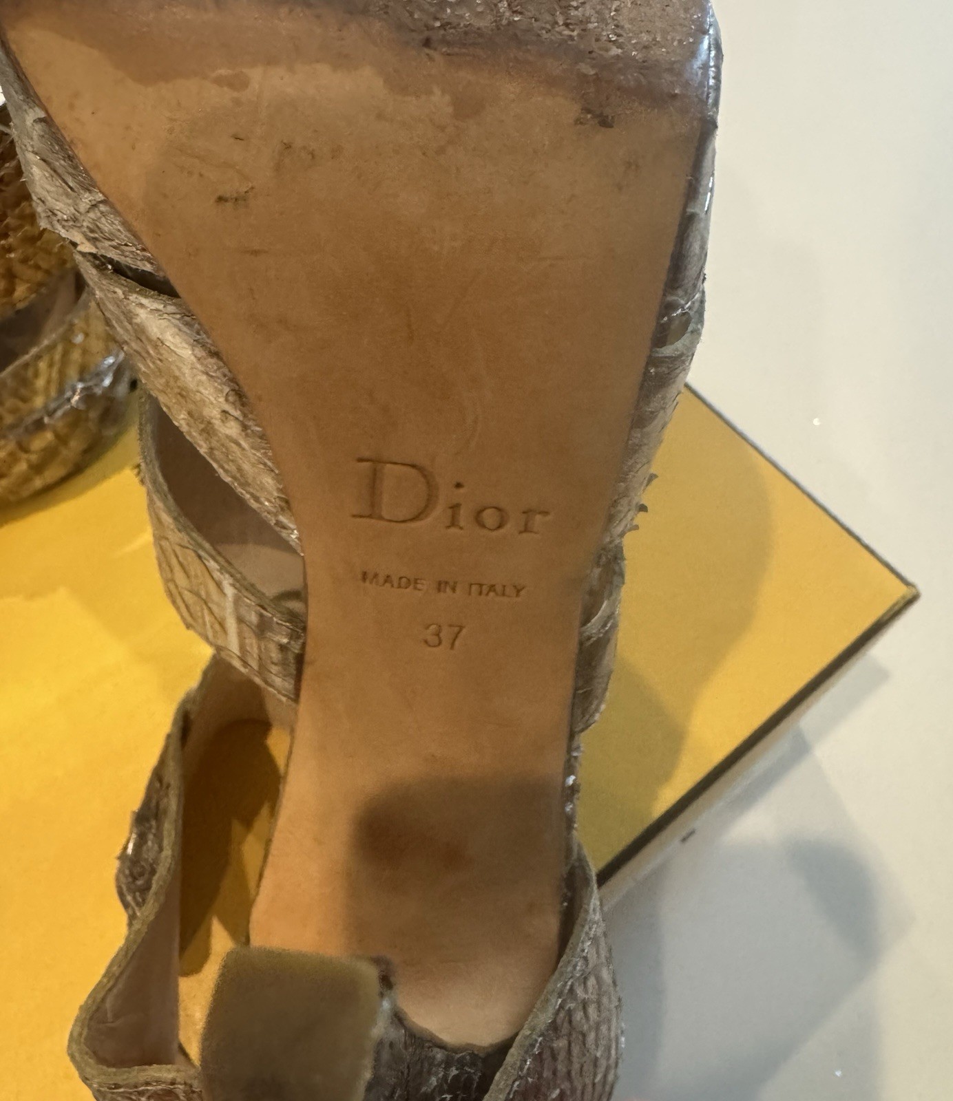 Dior Gold Leather Gladiator Strappy Ankle Strap Studded Open Toe 6.5