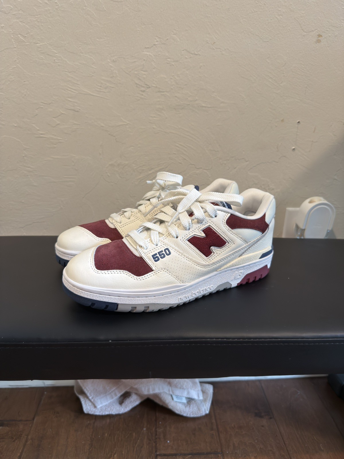 Mens New Balance 550 Suede Toe Pack -white Burgundy Navy BB550VRC Sz 9.0