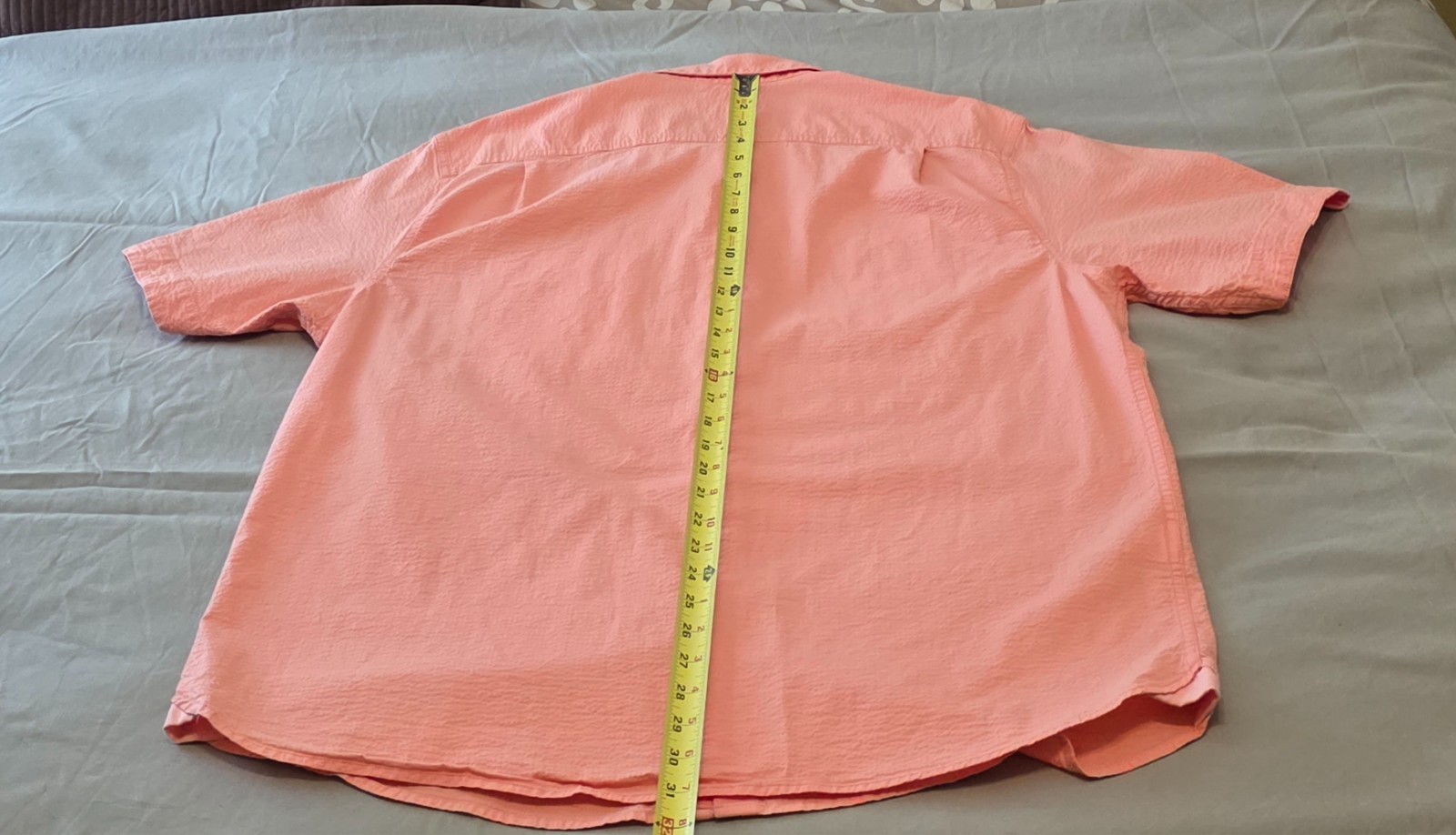 Tommy Bahama Nova Wave Shirt Mens XL Coral Seersucker Stretch Short Sleeve