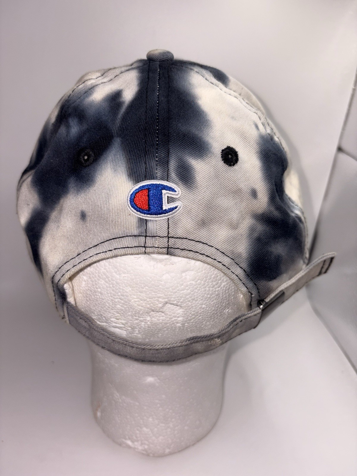 Champion Black & White Charcoal Gray Tie Dye Adjustable Strap Unisex Hat Cap