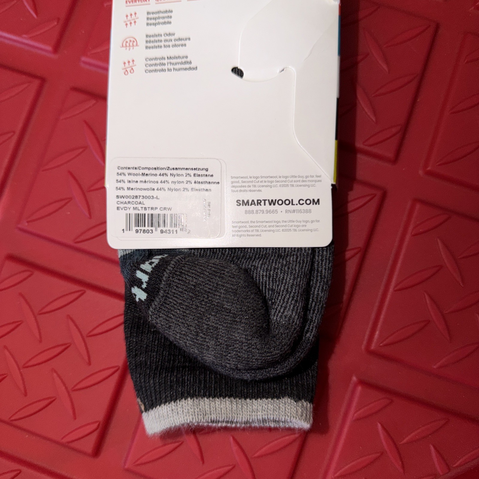 Smartwool Merino Everyday Crew Light Cushion Large M9-11.5 In Charcoal