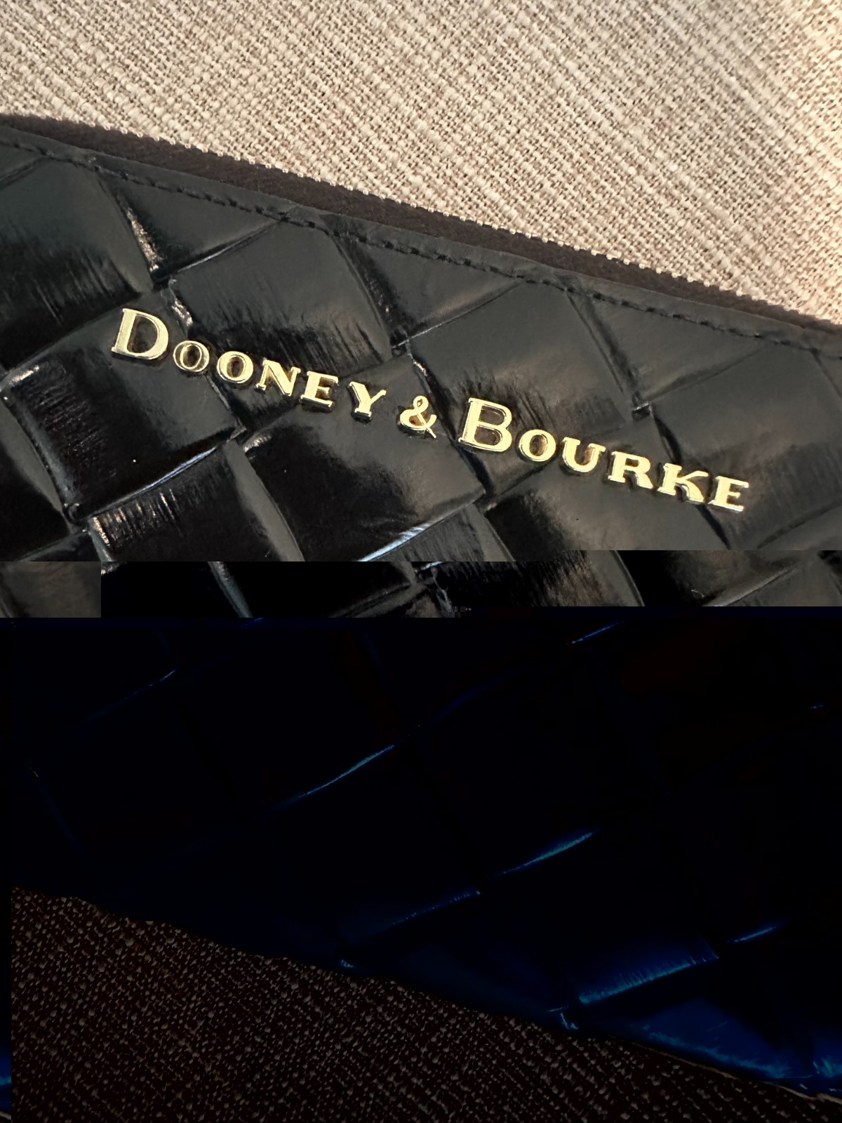 Dooney & Bourke Claremont Black Woven Leather Large Zip Around Wallet Wristlet