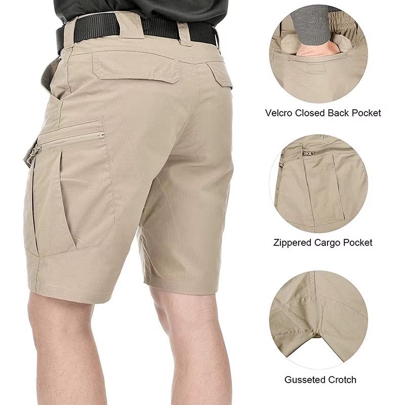 Mens Summer Tactical Short Cargo Outdoor Waterproof Hiking Fishing Track Short