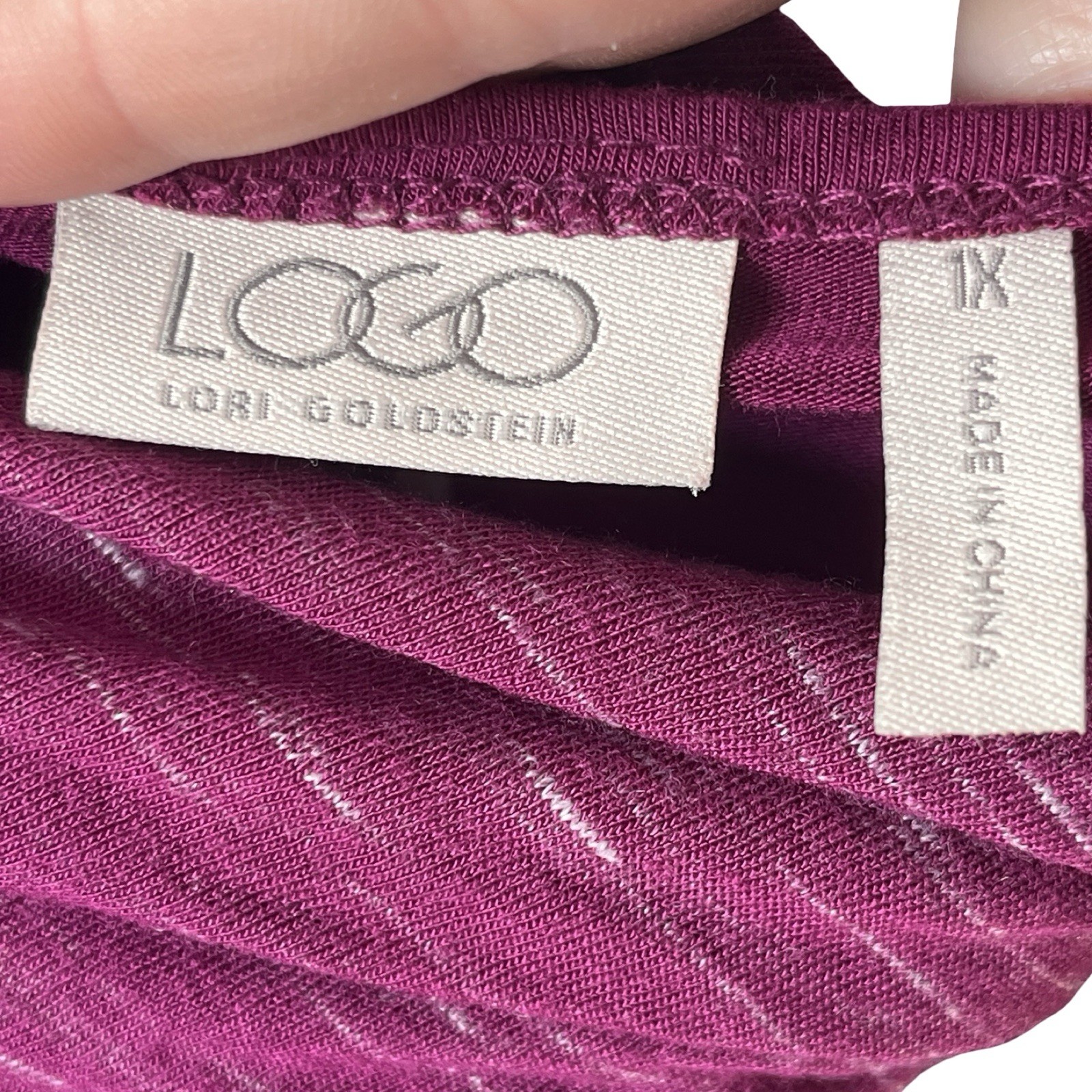 Logo by Lori Goldstein Layered Top Purple Heather Cowl Neck Womens Plus Size 1X