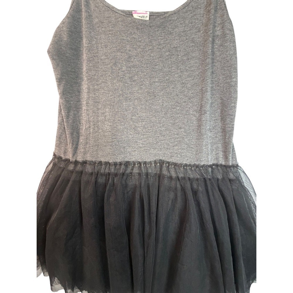 Intimately Free People Grey Black Tulle Slip Dress Size L Adjustable Straps