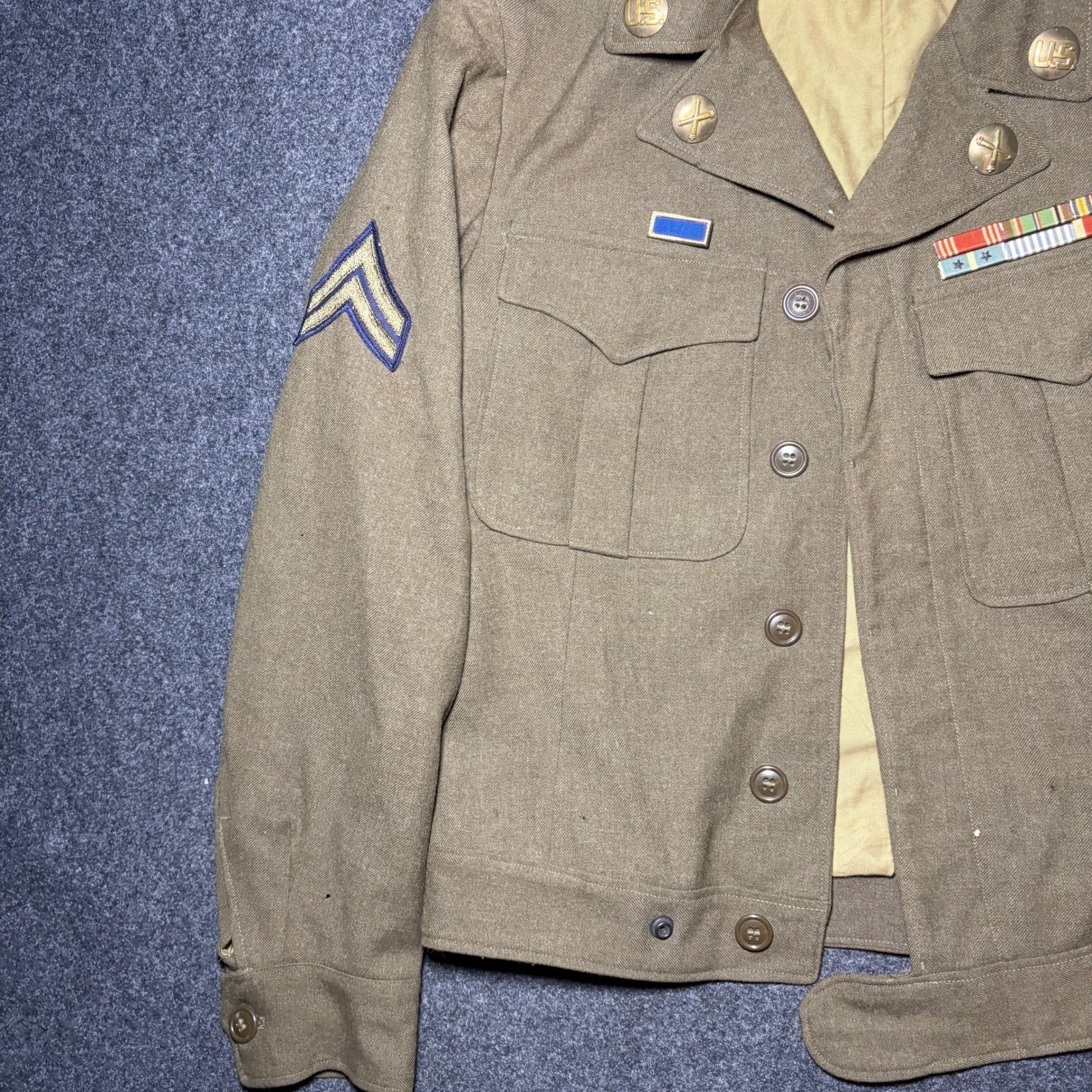 Vintage Korean War US Army Ike Jacket 8th Army Sgt Multi Ribbon Overseas Bars