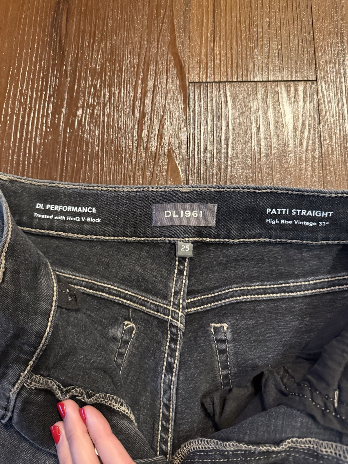 DL1961 Women’s High Rise Straight Leg Dark Gray Denim Jeans, 5-Pocket