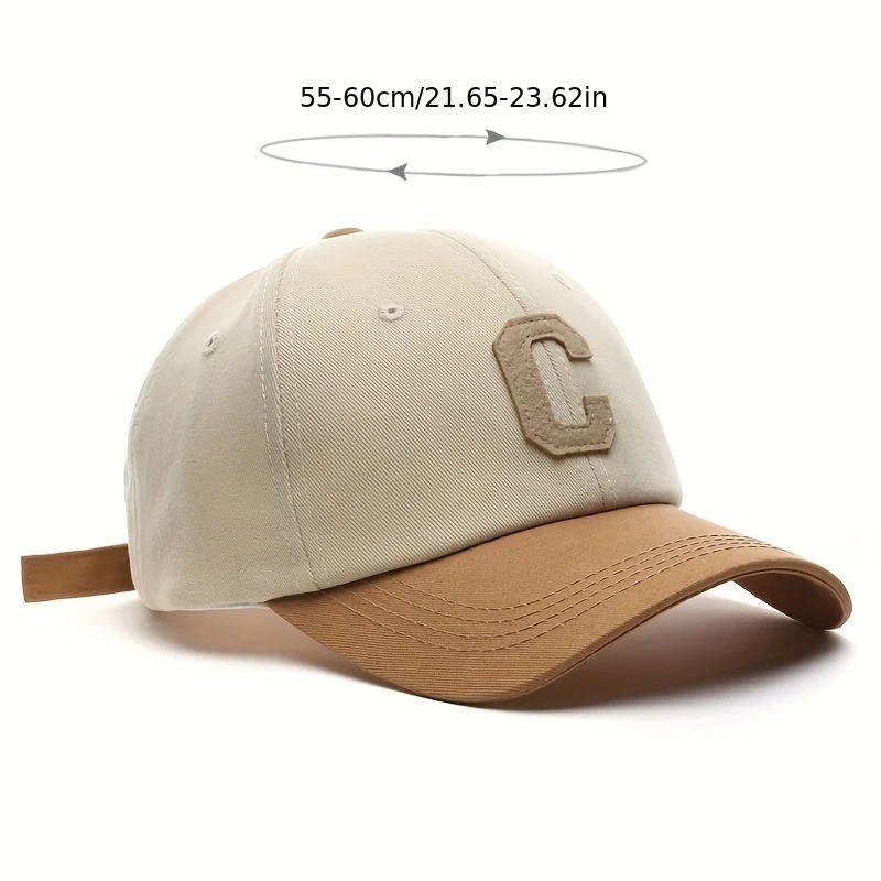 Cotton Unisex Baseball Cap Letter C Patch Snapback Adjustable Summer Hat