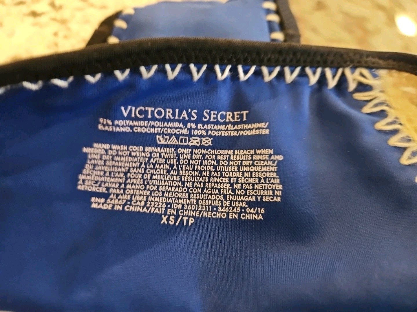 Victoria’s Secret Surf Crochet Classic Hipster Swim Bottoms XS Vibrant Blue