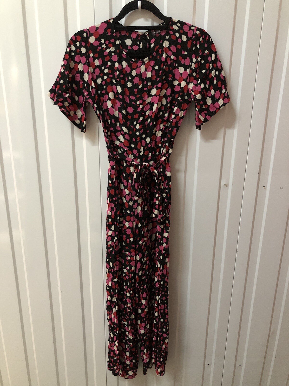 Mister Zimi Posey Nina Jumpsuit Black Pink Red White Floral Size 6