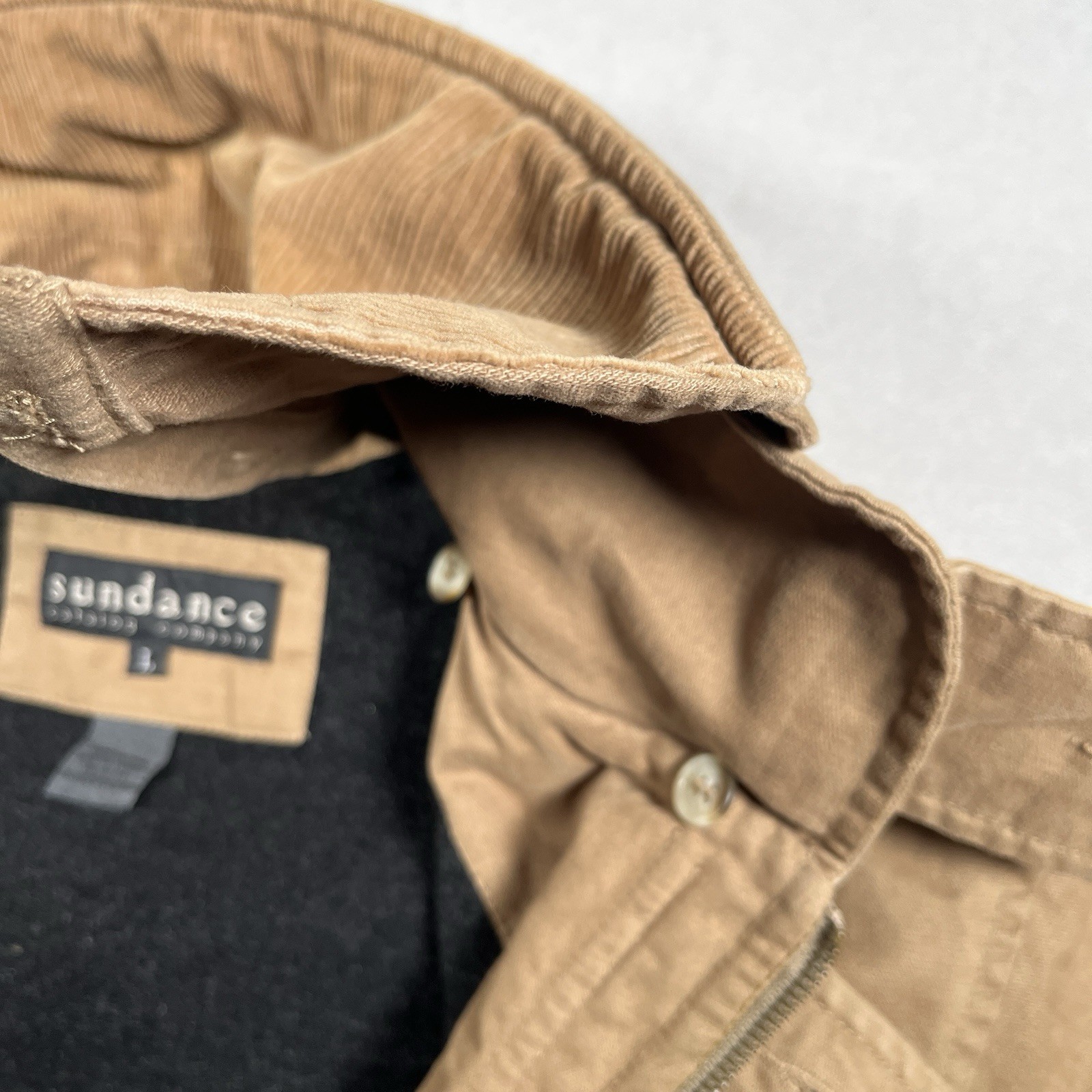 VTG Sundance Chore Jacket Men L 100% Cotton Barn Coat Removable Corduroy Collar
