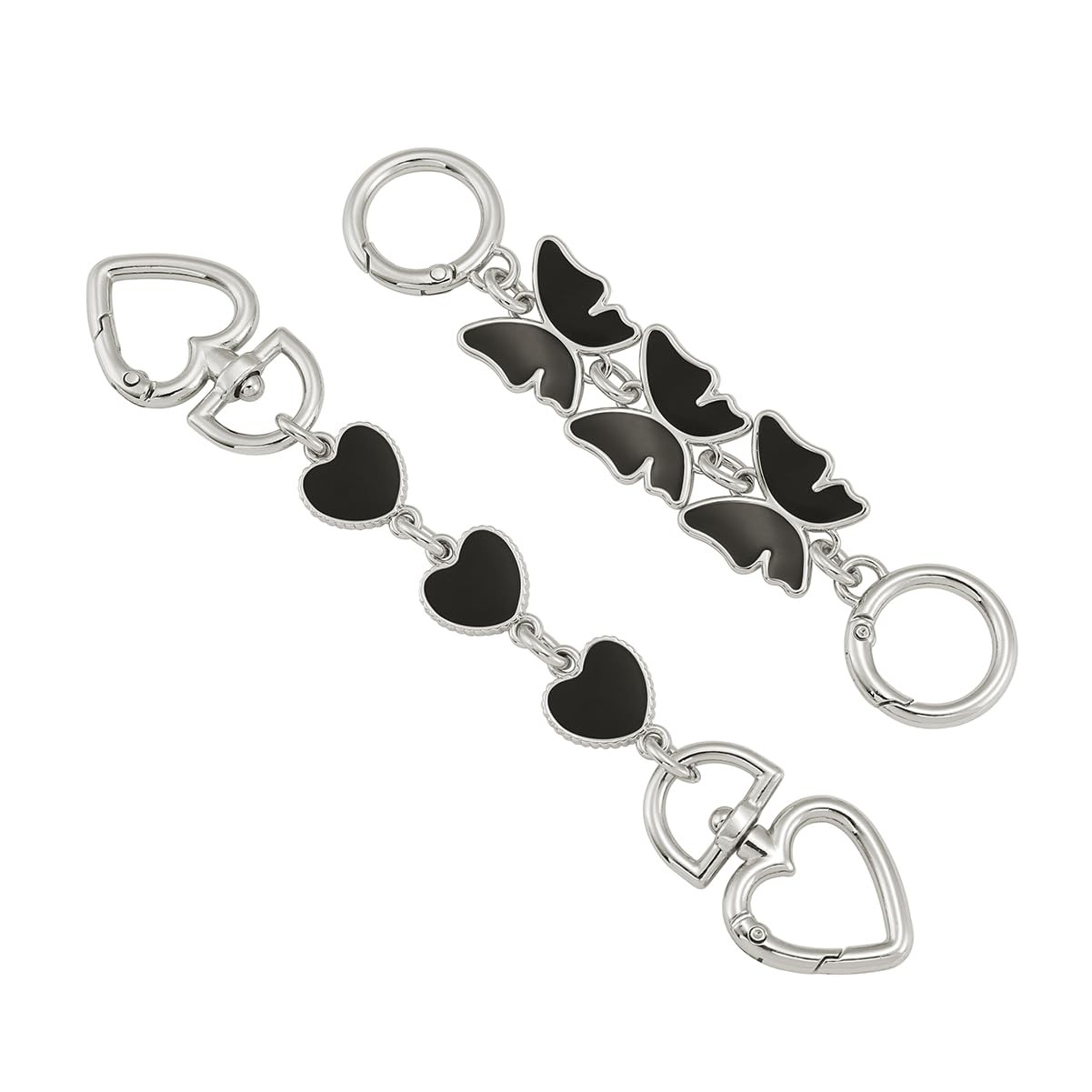 Heart: 17cm/6.69in, Butterfly: 13cm/5.12in, Silver Black(Heart/Butterfly)