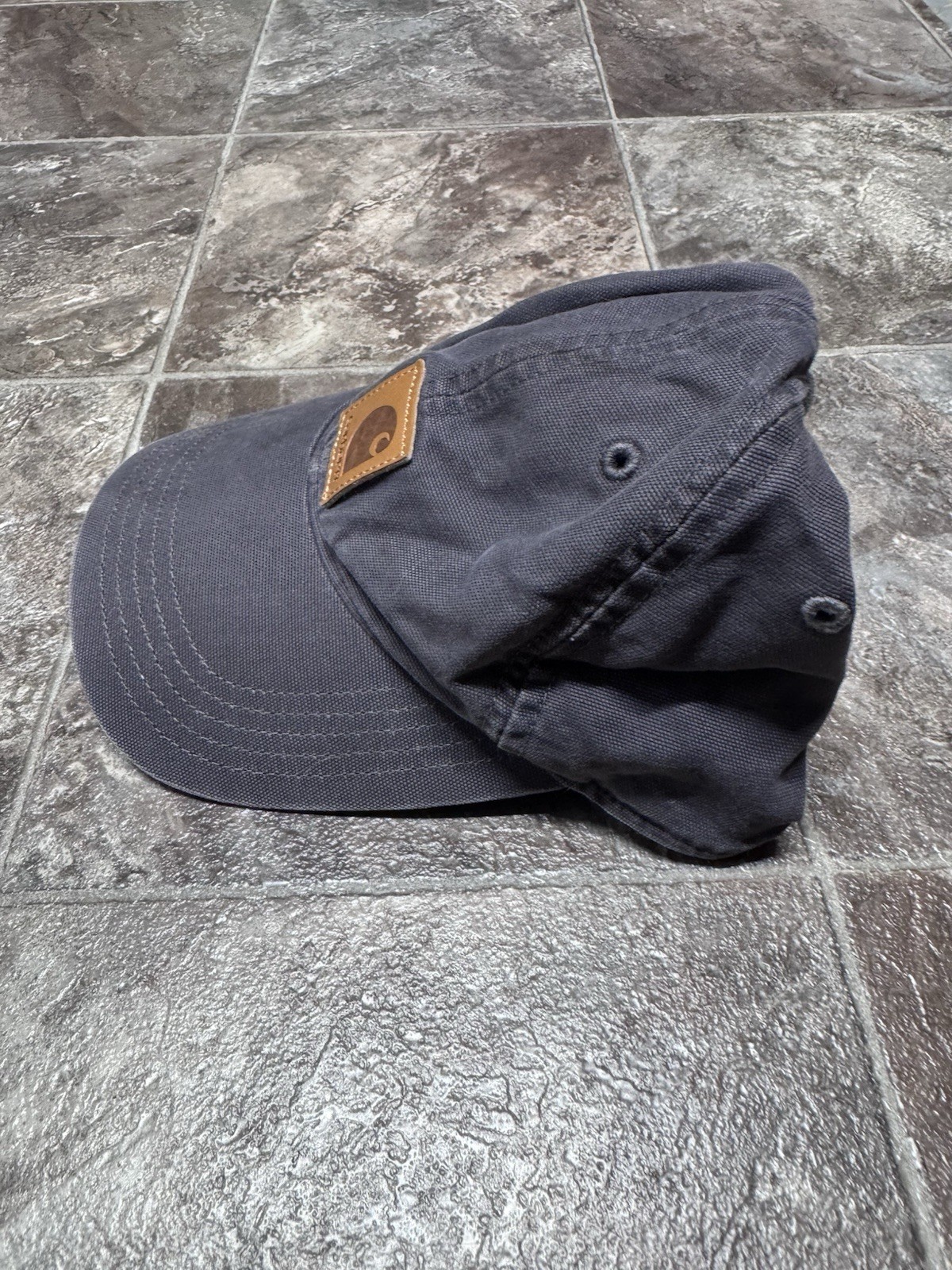 Carhartt Odessa Hat 100141 Faded Black Grey Leather Patch Canvas Strapback Cap