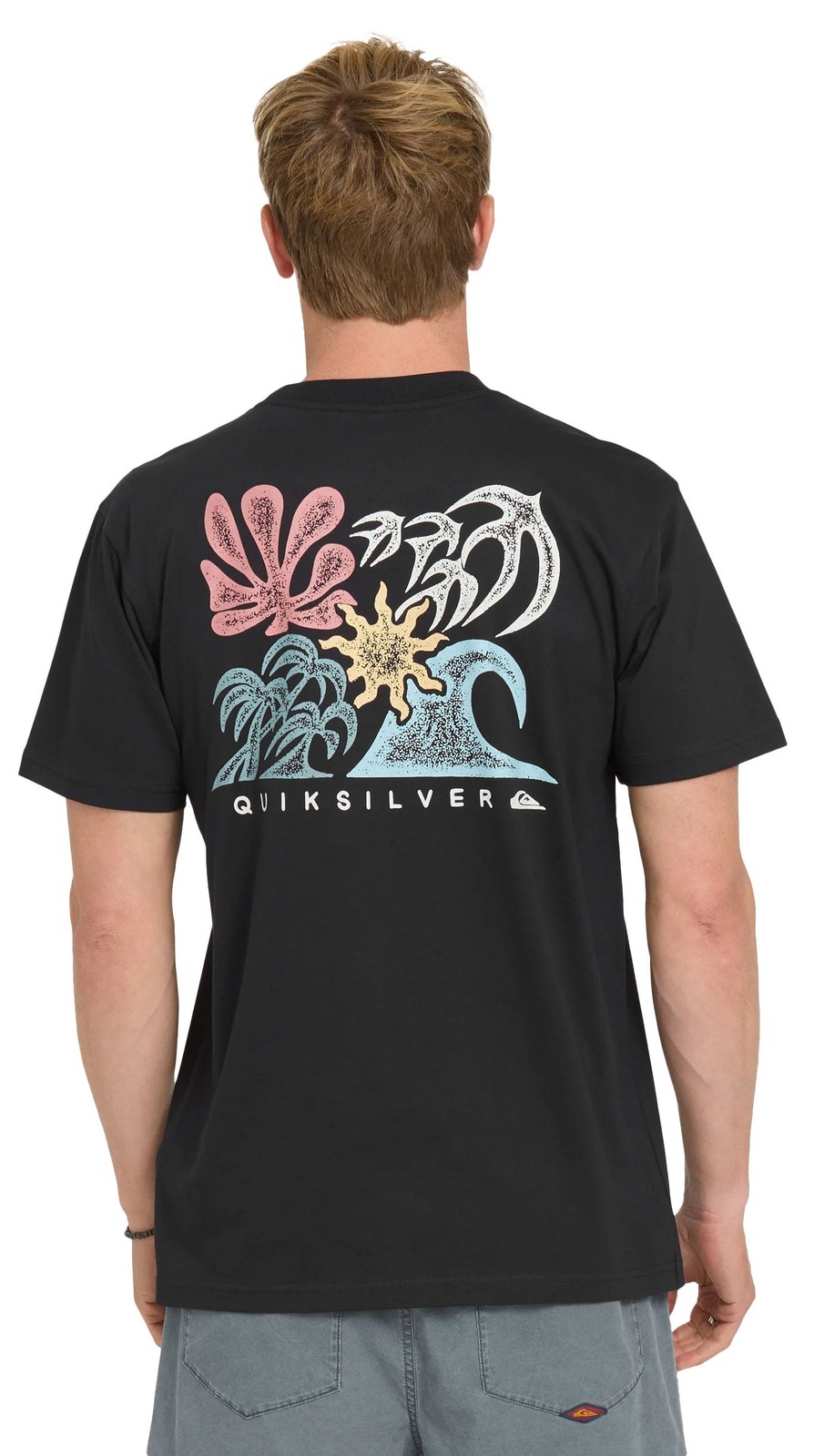 Quiksilver Men’s Collage Classic Short Sleeve Knit T-Shirt – Black – New