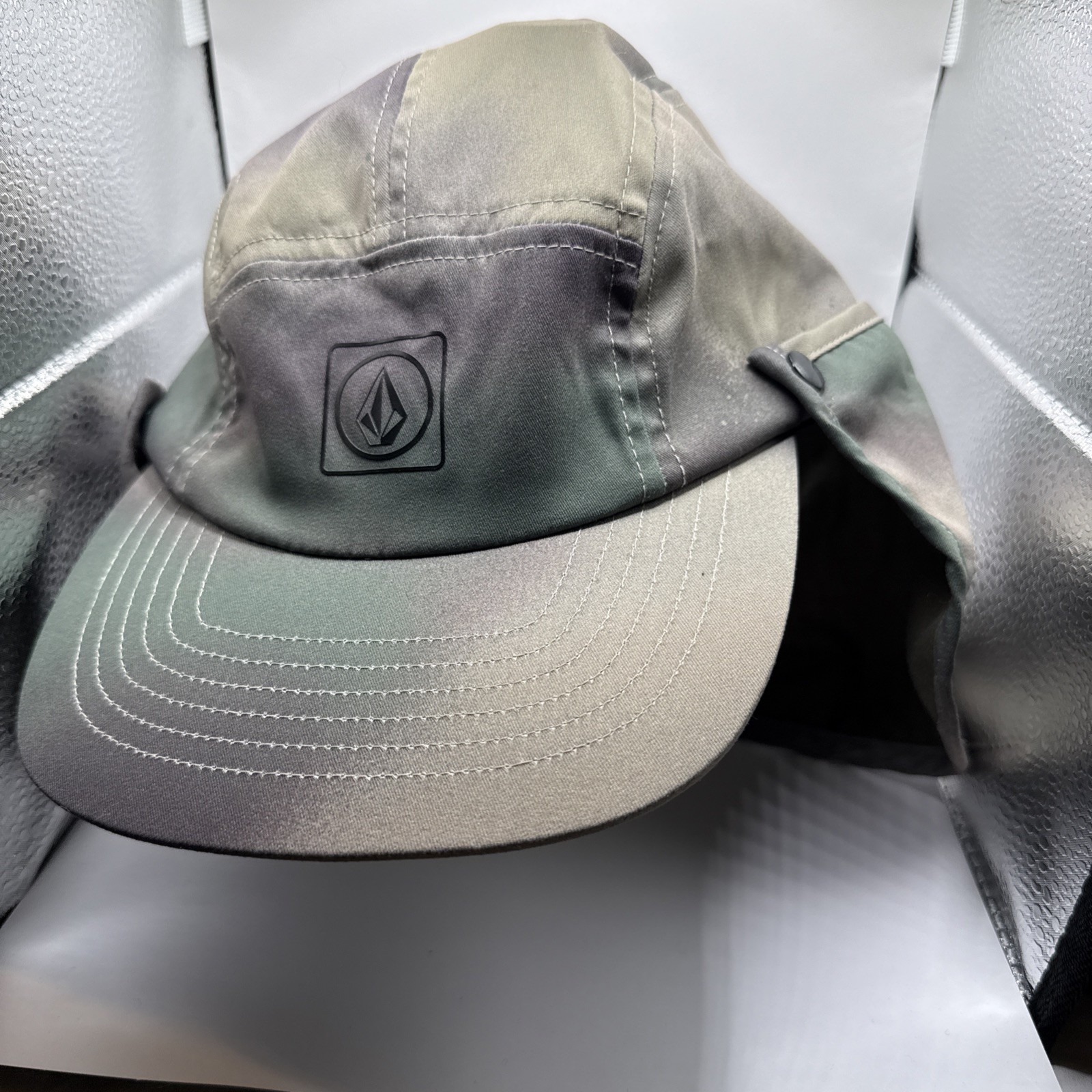 Volcom Surf Flap Hat Olive Green Sun Protection Cap Ear Neck Cover Adjustable