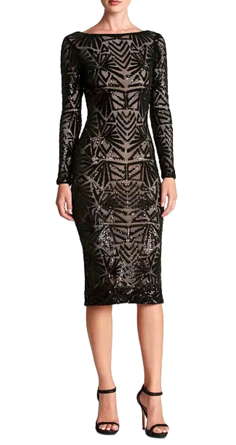 Emery Long Sleeve Sequin Cocktail Dress – Dress the Population Sz XL