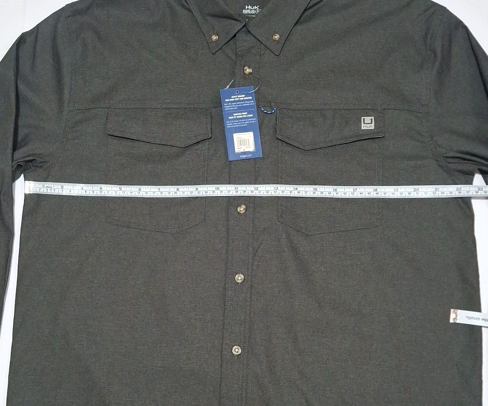 Huk Mens’ (M) Hawser Heather Flannel Button Up Shirt, Volcanic Ash Heather