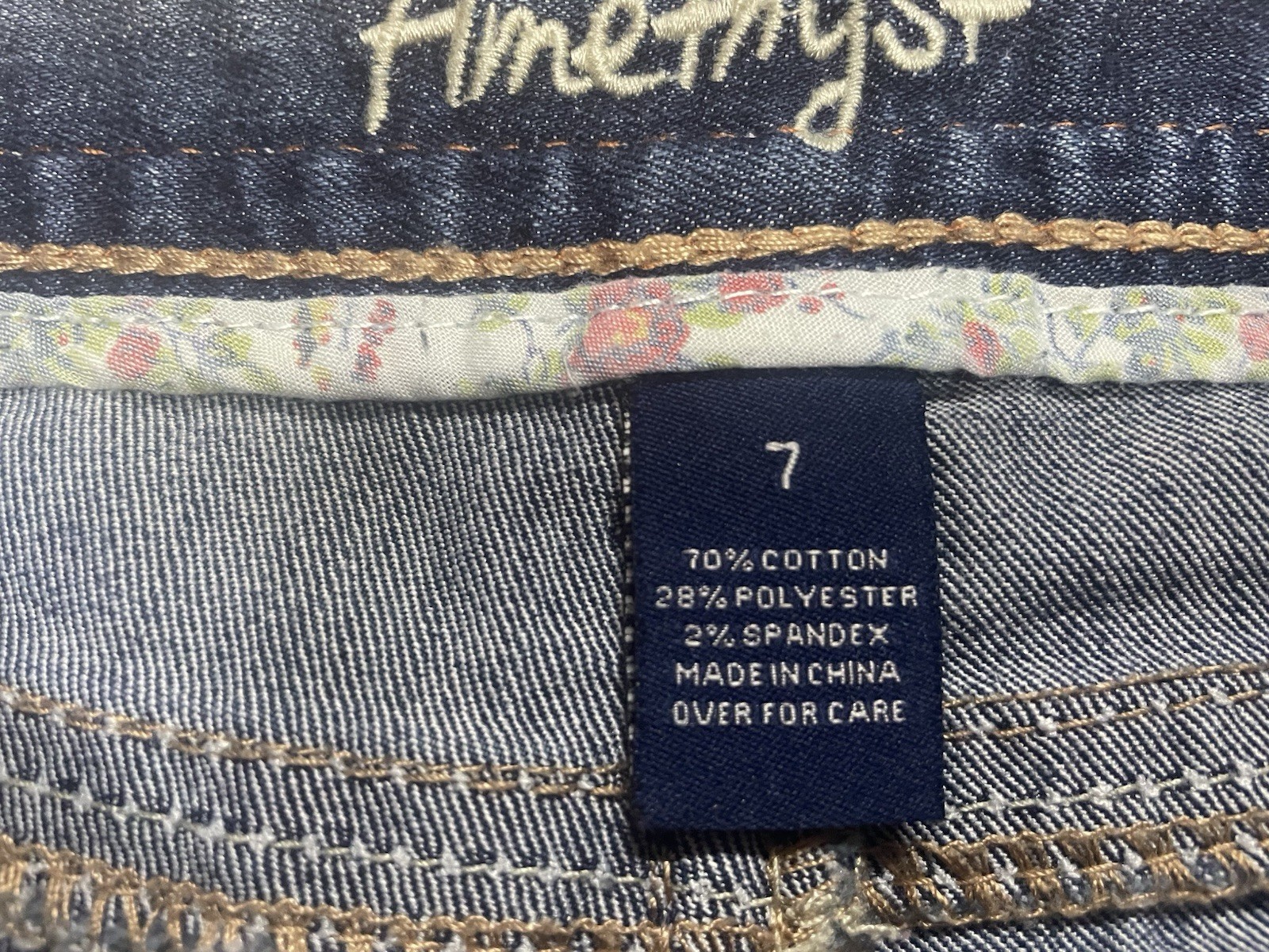 Amethyst Jeans Womans Size 7 Dark Wash Sequins Embellished Distressed