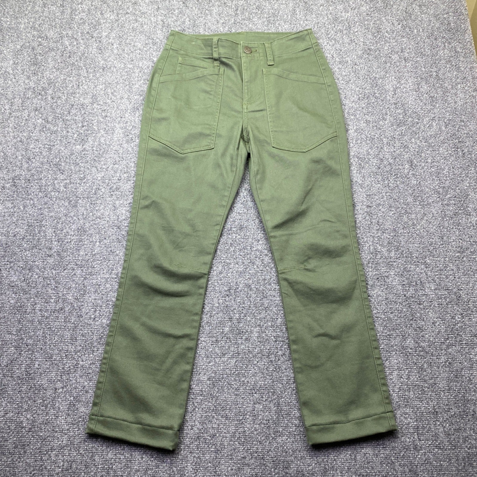 Cabi 4894 Utility Trousers Olive Green High Rise Straight Leg Pants Womens 0