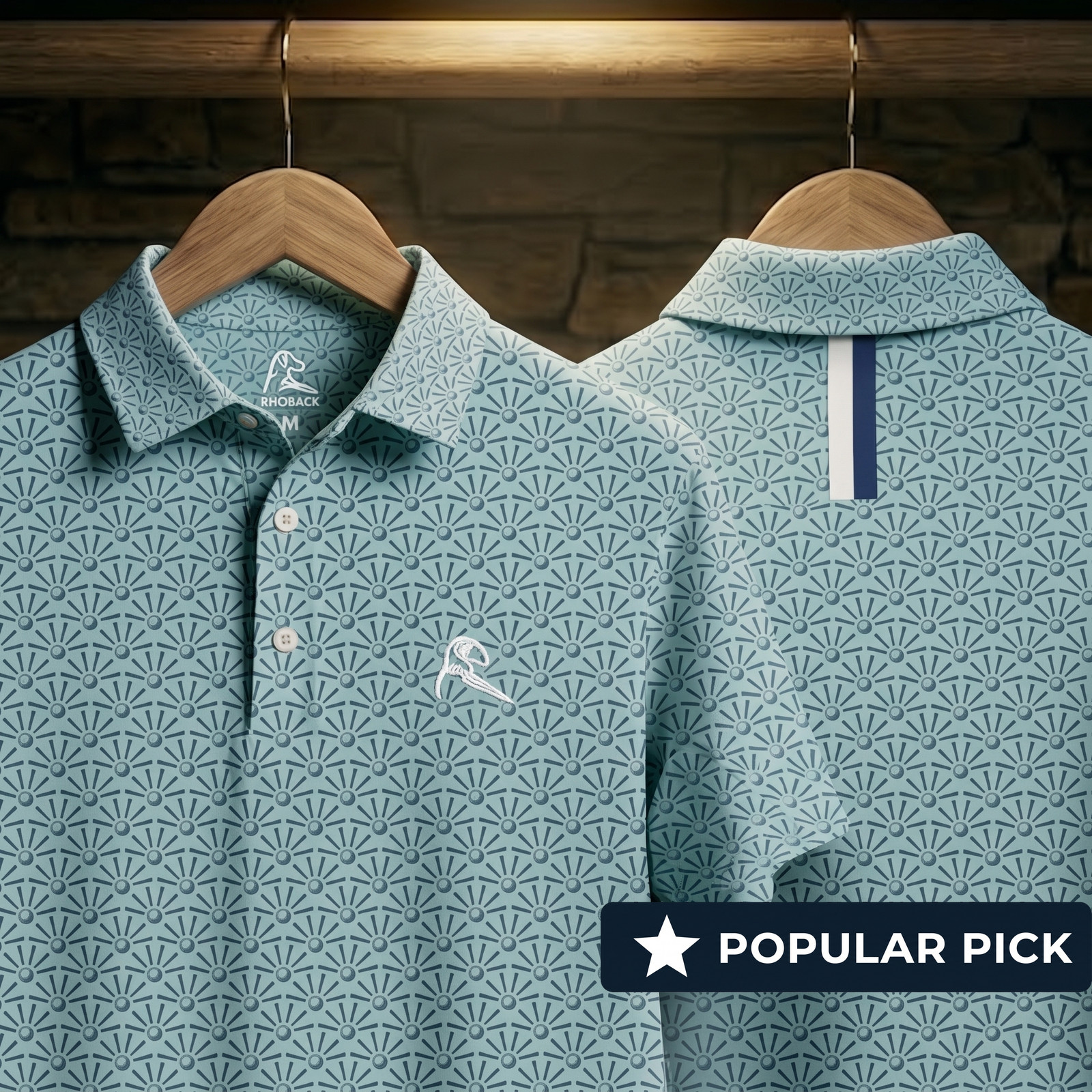 ⭐Rhoback The Back Tee Santigua Green Men’s Performance Golf Polo⭐