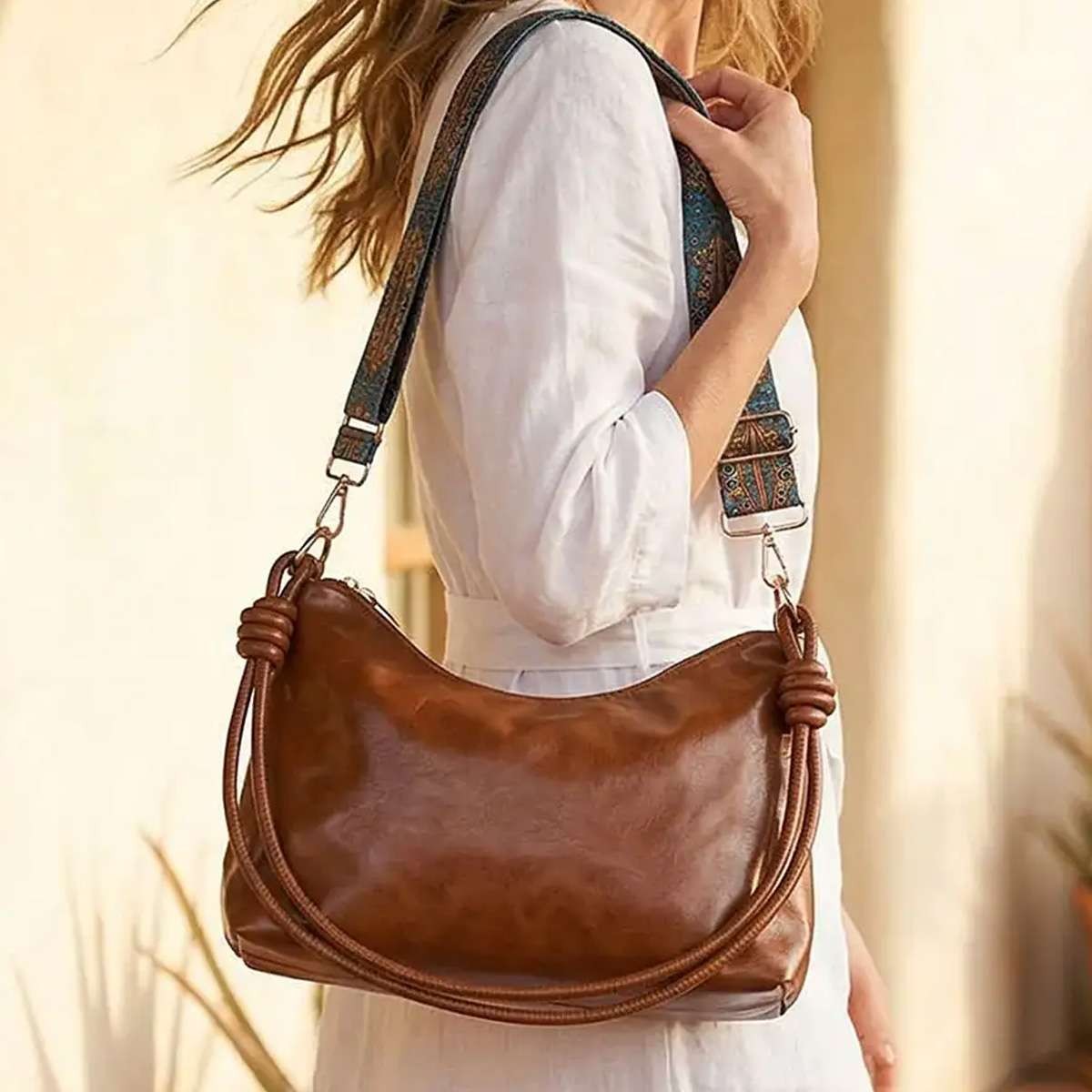 Women Soft PU Leather Tote Bag Commute Handbag Shoulder Messenger Satchel Bag