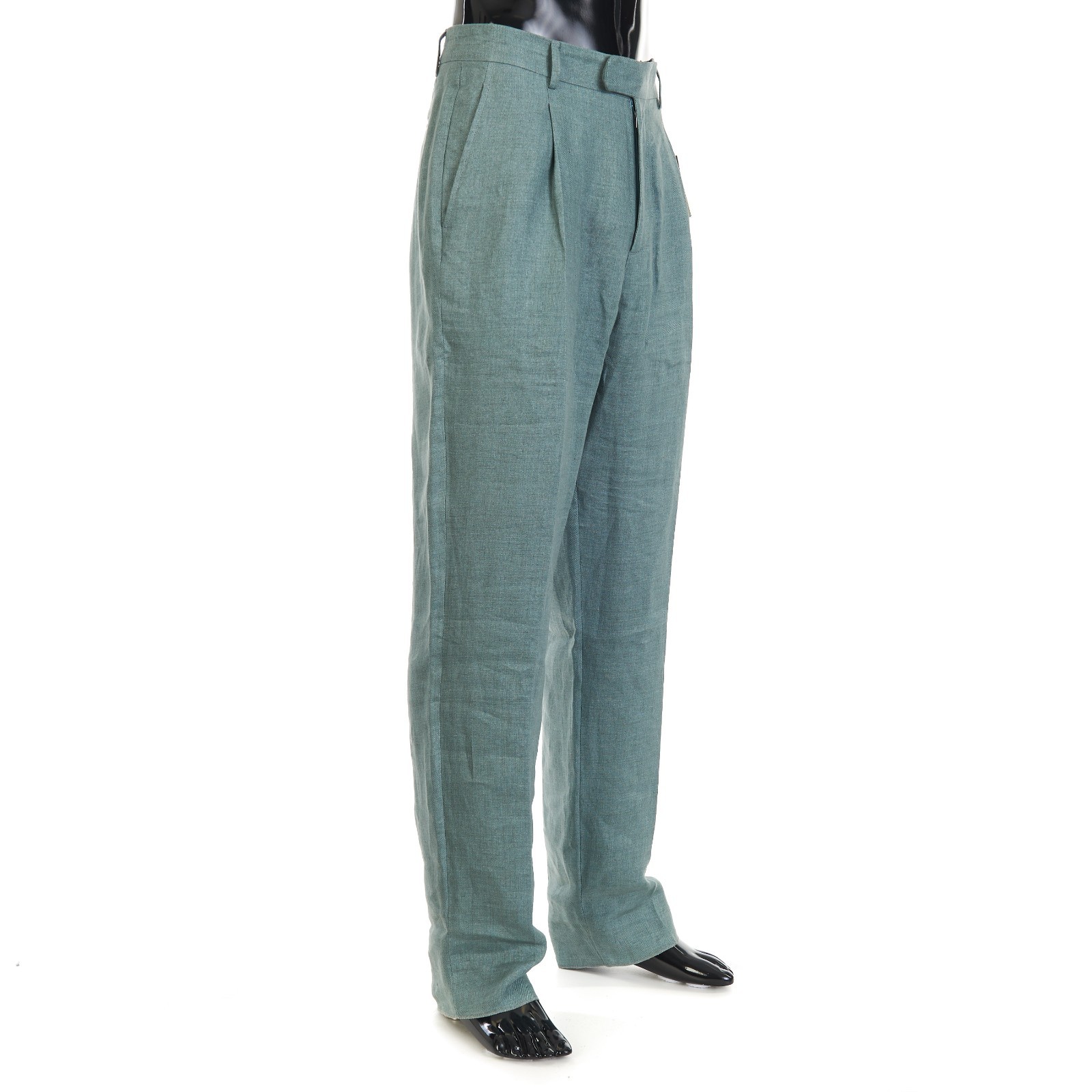 BRETT JOHNSON 930$ Single Pleat Linen Trousers