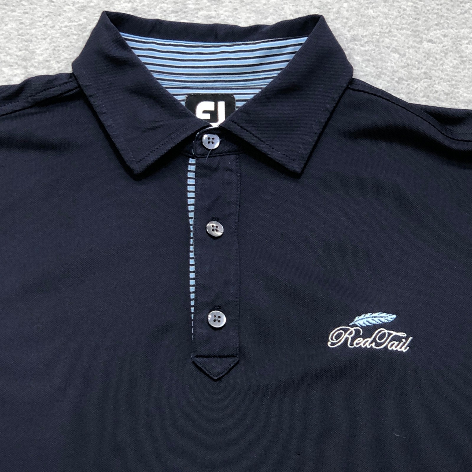 Footjoy FJ Polo Shirt Men’s Large Blue Golf Performance Stretch Lightweight Logo
