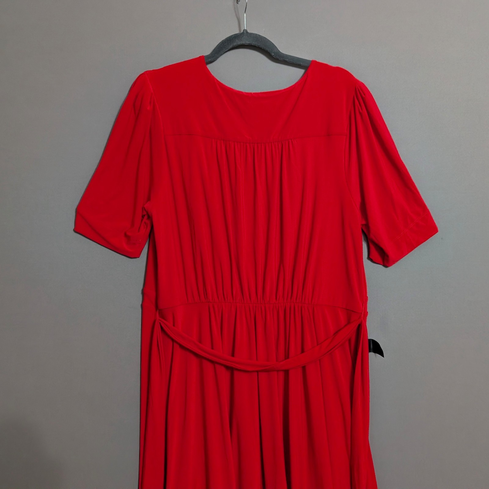 Joanna Hope Red Jersey Faux Wrap Tiered Midaxi Dress Tie Belt Stretchy 18 New
