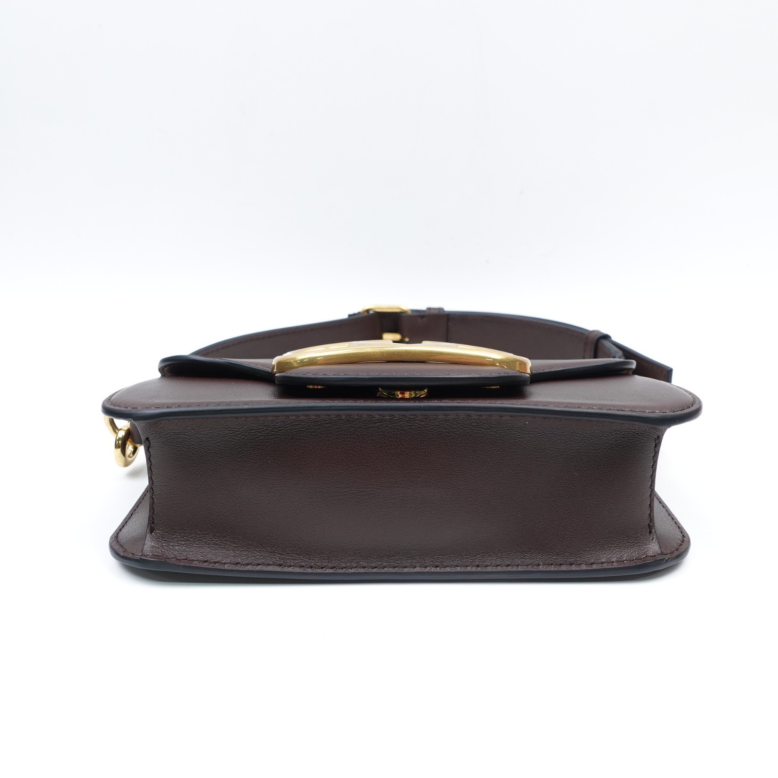 Valentino Super Vee Coffee Leather Shoulder Bag T10336919