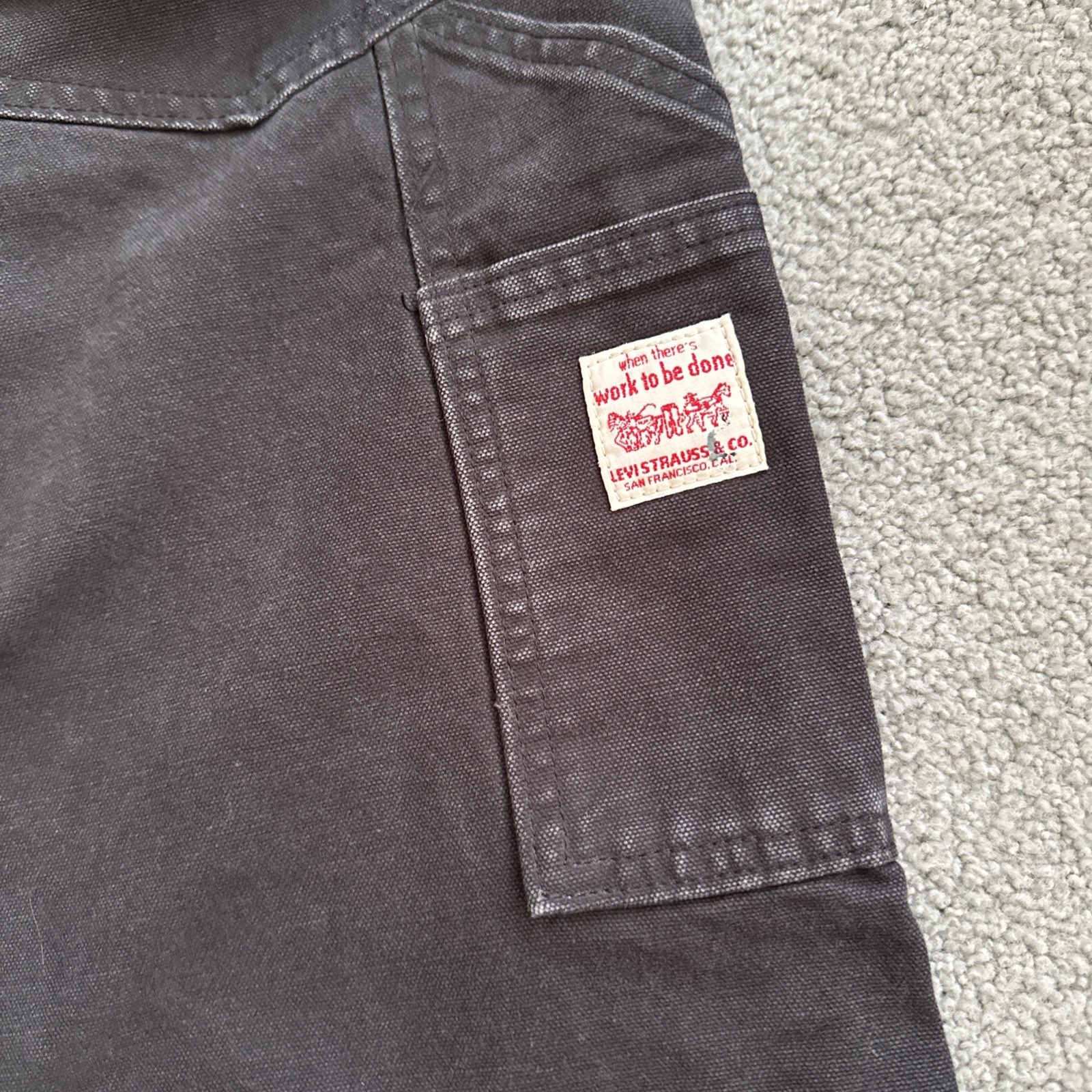 Levis 568 Utility Carpenter Gray Loose Fit Canvas Denim Men’s Sz. 36Wx32 See Des