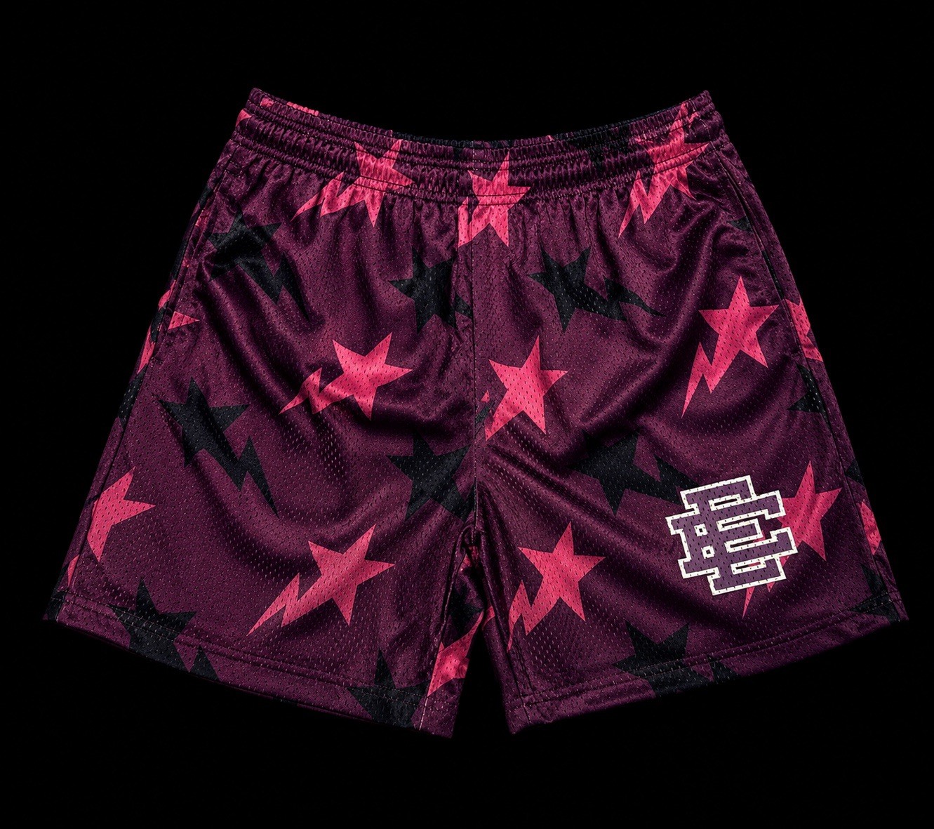Eric Emanuel EE Lightning Star Mesh Shorts Purple Pink Size Medium New
