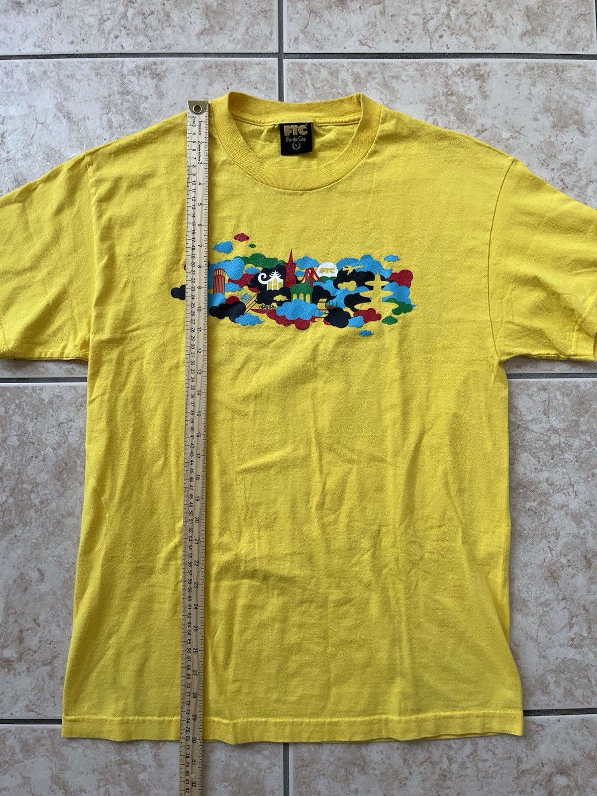 FTC For The City Skate Men’s Short Sleeve Large Yellow T-Shirt Classic Skate Tee