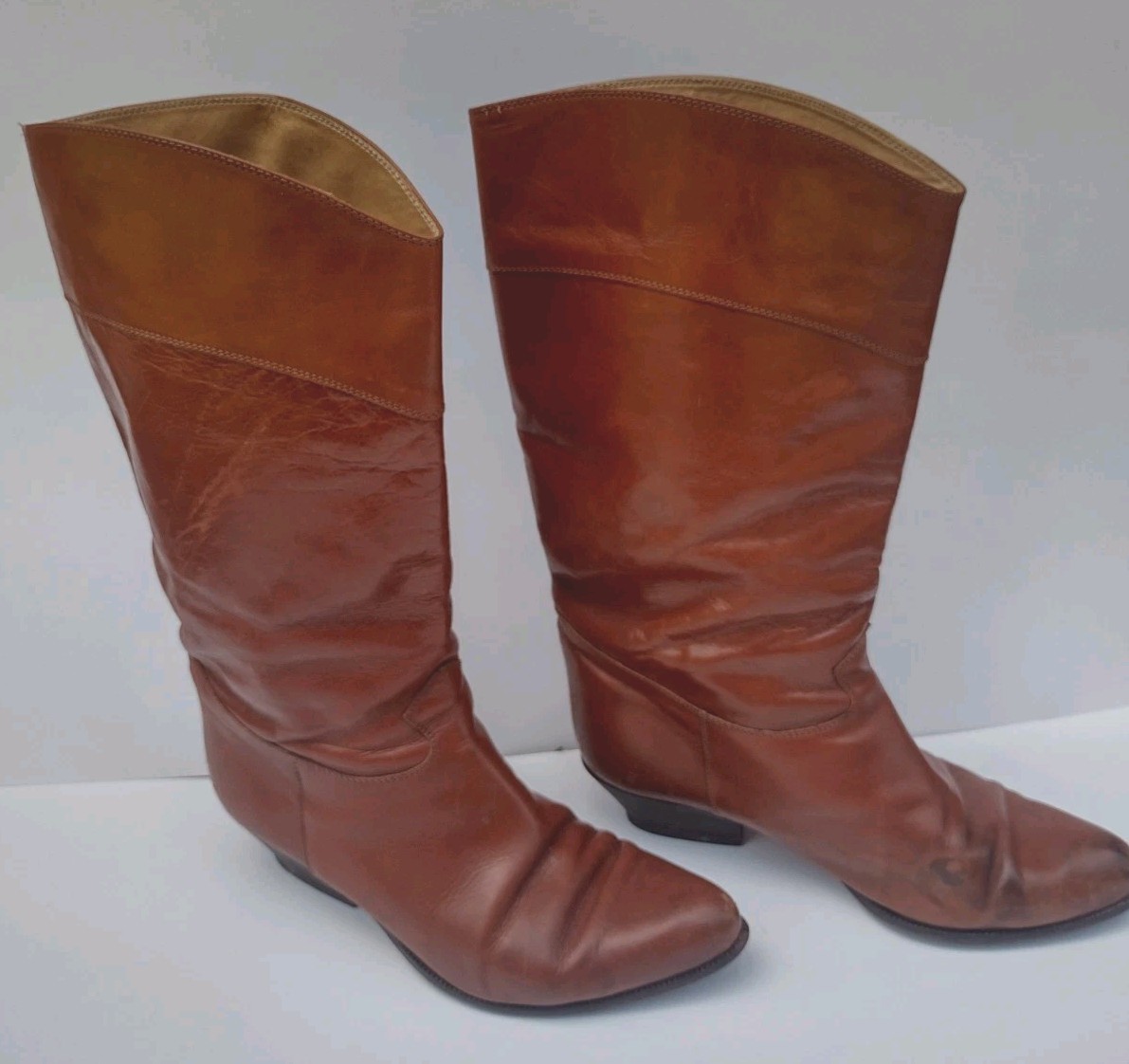 Cognac Italian Leather Boho Western Cottagecore Sudini Boots Women’s 10W