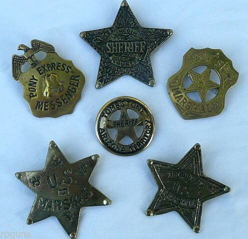 Brass Badge YOUR CHOICE Lincoln Co Tombstone AZ Sheriff US Marshall Pony Express