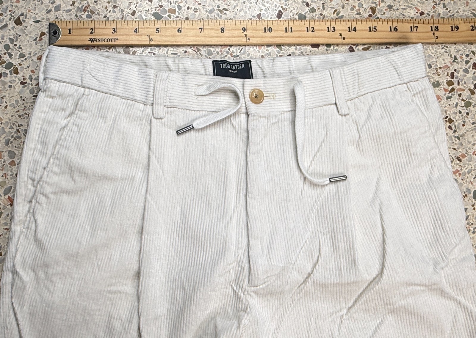 Todd Snyder New York Men’s Drawstring White Corduroy Pants Size Tall Medium