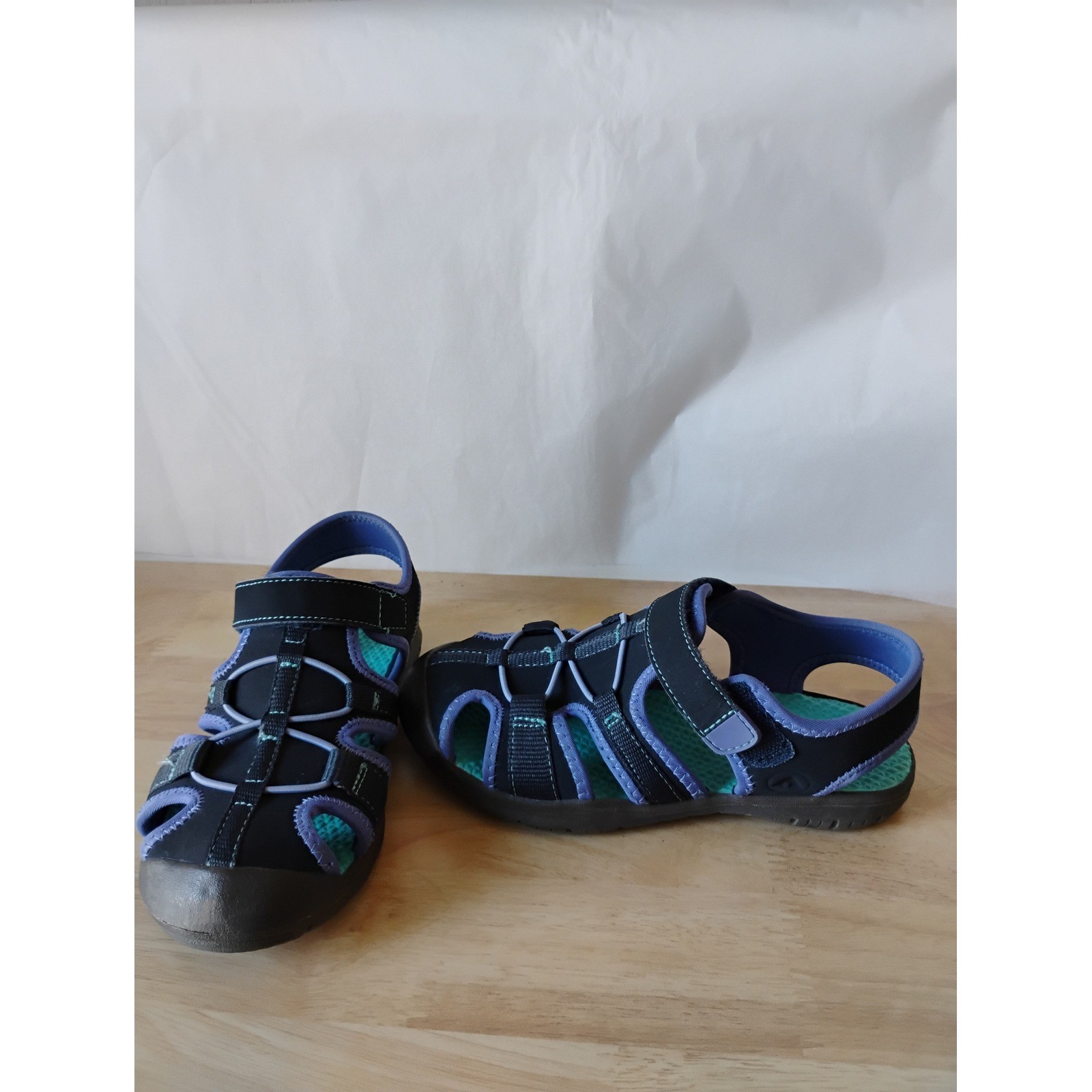 Ozark Trail Kids Navy Blue Teal Closed Toe Water Sandals Hiking Shoes Size 1