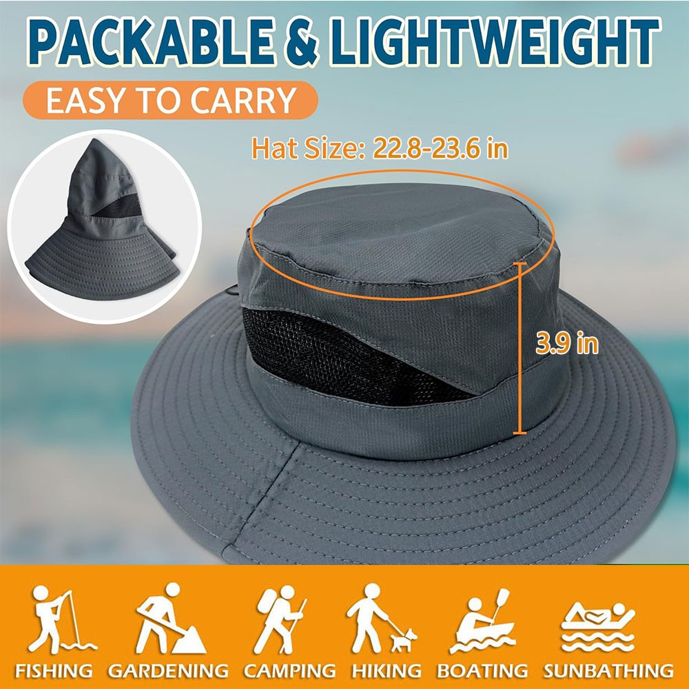 Men Women Wide Brim Sun Hat UV Protection Bucket Cap For Hiking Camping Safari