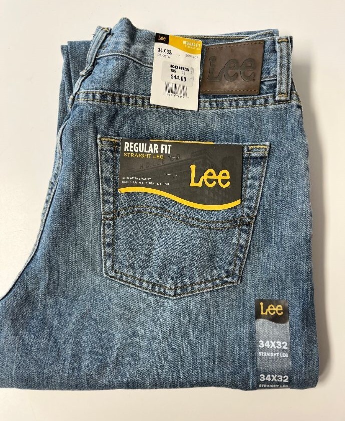 Lee Men’s Regular Fit Jeans Size 31, 33, 34, 36 or 38 NEW 100% Cotton Ret $44.00