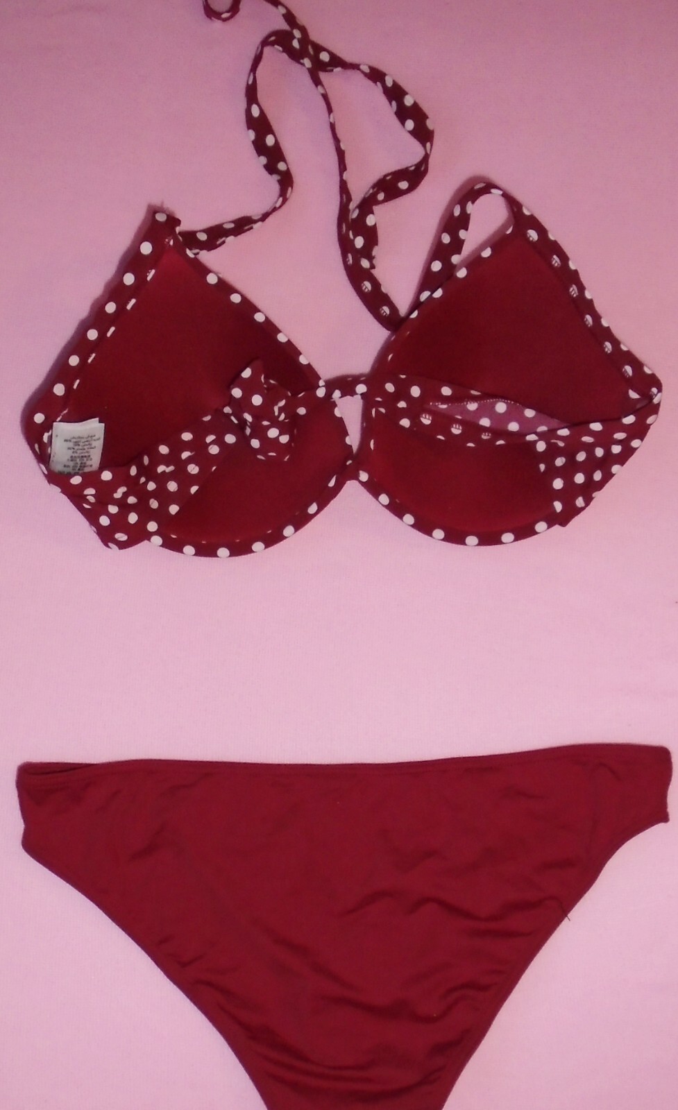 NEXT Push Up Bikini polka dot berry top 32DD/E berry briefs Size 8 New Tags BNWT