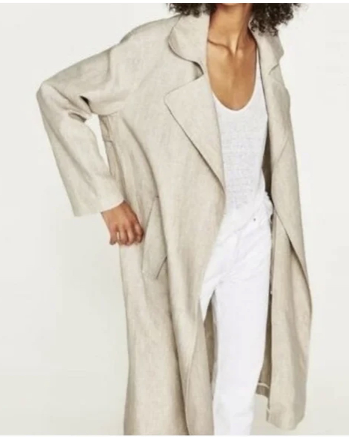 NWT C&C California Women’s Oversize Trench Coat Tencel linen feel LARGE