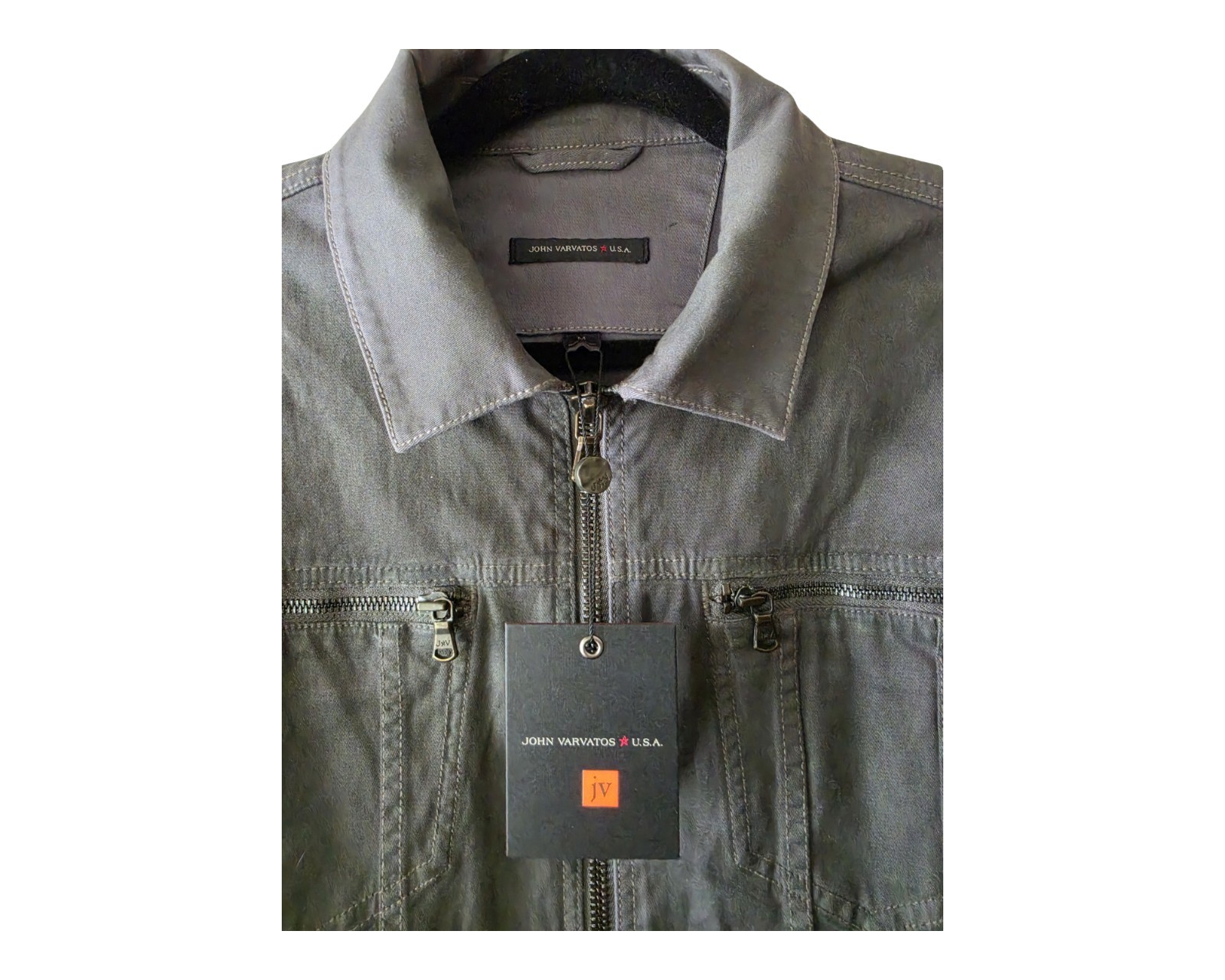 John Varvatos U.S.A. Men’s Gray Full-Zip Cotton Jacket M Short Regular Fit